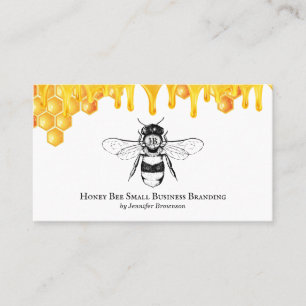 Beige Honeycomb Dripping Queen Bee Business Card