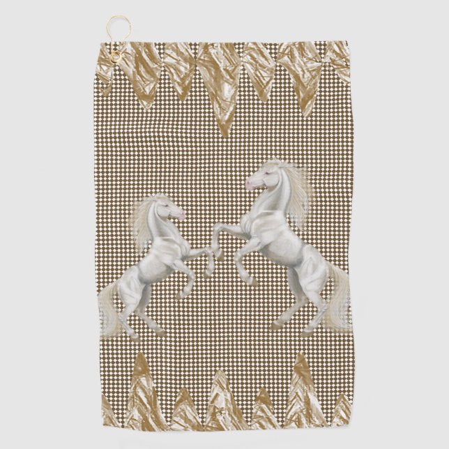 Beige Horse Golf Towel (Front)