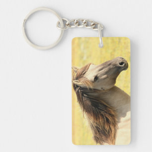 Beige Horse Profile Key Ring