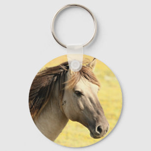 Beige Horse Profile Key Ring