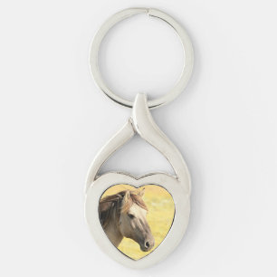 Beige Horse Profile Key Ring