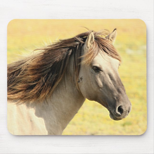 Beige Horse Profile Mouse Mat (Front)