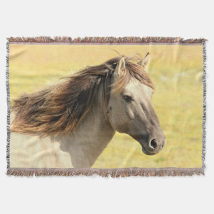 Beige Horse Profile Throw Blanket