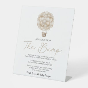 Beige Hot Air Balloon A Message From The Bump Pedestal Sign