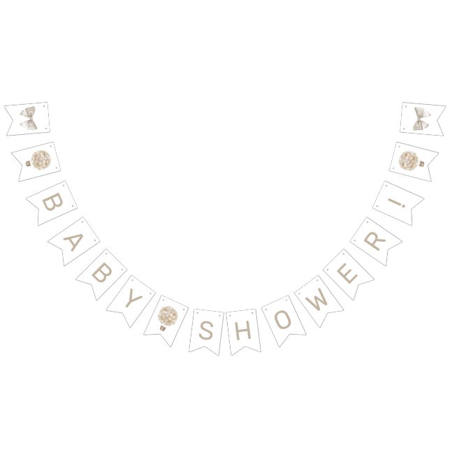 Beige Hot Air Balloon Baby Shower Bunting (All)