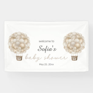 Beige Hot Air Balloon Boho Baby Shower Banner