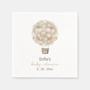 Beige Hot Air Balloon Boho Baby Shower Napkin