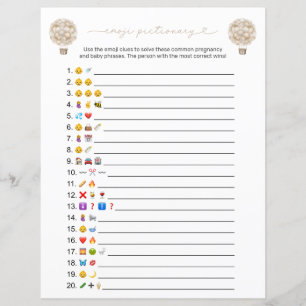 Beige Hot Air Balloon Emoji Baby Shower Game