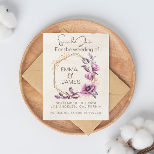 Beige Illustration Watercolor Flower Save The Date Postcard