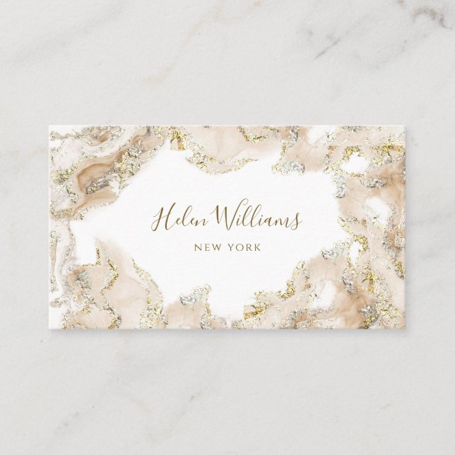 beige ink marble business card (Front)