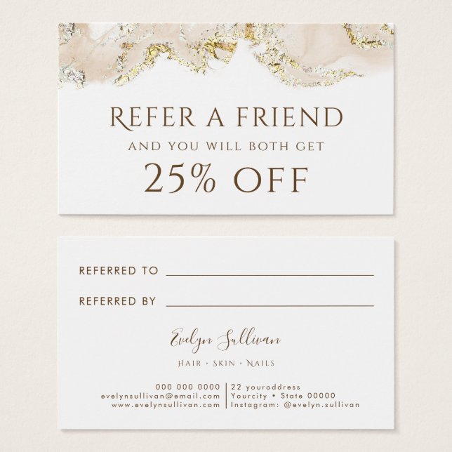 beige ink referral card (Front & Back)