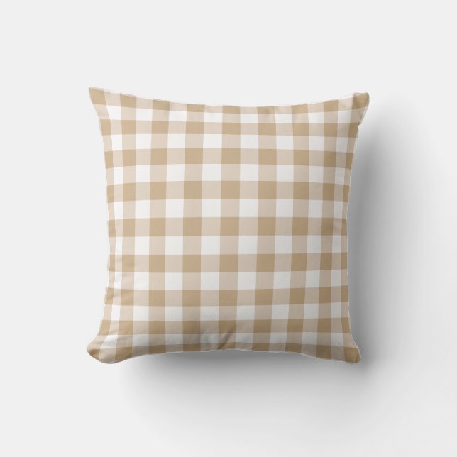 Beige Intenso Small Gingham Cushion (Front)