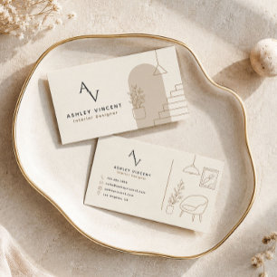 Beige Interior Designer Minimal Luxury Business Card