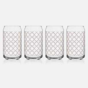 Beige Islamic geometric pattern Can Glass