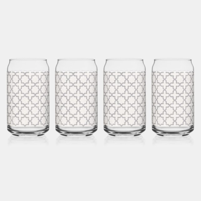 Beige Islamic geometric pattern Can Glass (Front)
