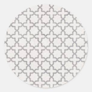 Beige Islamic geometric pattern Classic Round Sticker