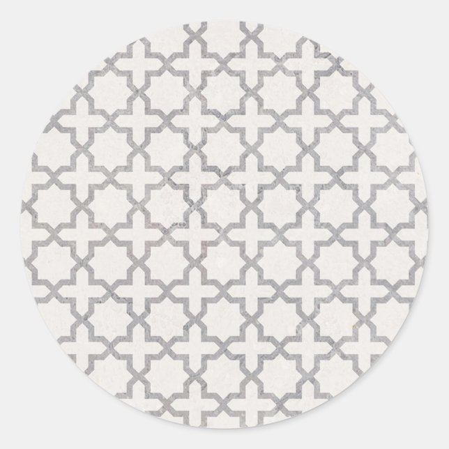 Beige Islamic geometric pattern Classic Round Sticker (Front)