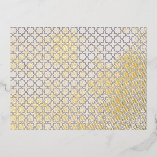 Beige Islamic geometric pattern Foil Holiday Postcard (Front)