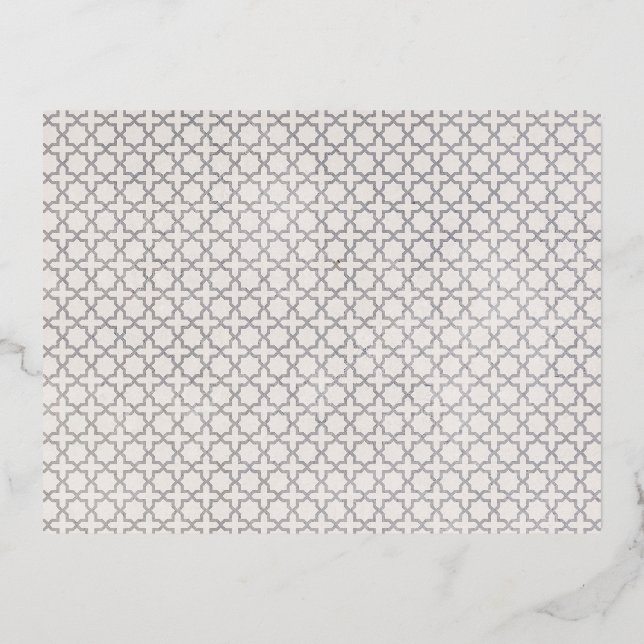 Beige Islamic geometric pattern Foil Invitation Postcard (Front)