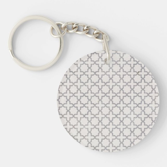 Beige Islamic geometric pattern Key Ring (Front)