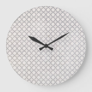 Beige Islamic geometric pattern Large Clock