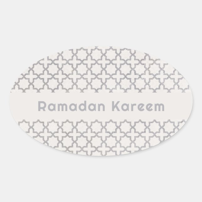Beige Islamic geometric pattern Oval Sticker (Front)