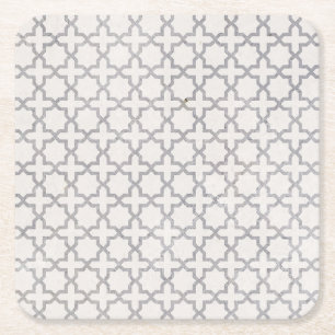 Beige Islamic geometric pattern Square Paper Coaster