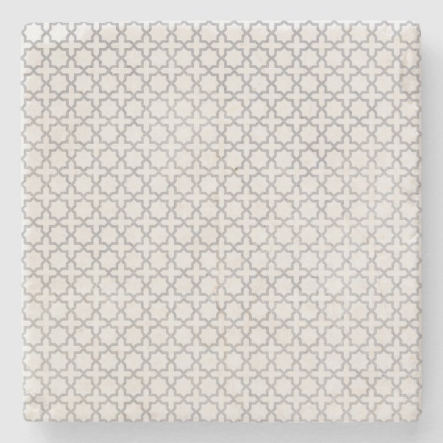 Beige Islamic geometric pattern Stone Coaster (Front)