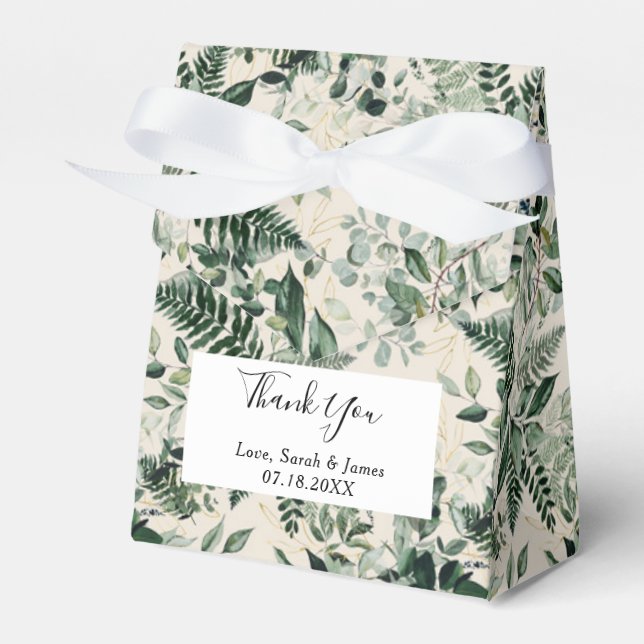 Beige Ivory Botanic foliage Wedding  Favour Box (Front Side)