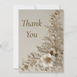 Beige & Ivory Floral Thank You Card