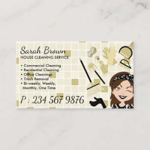 Beige Ivory Gold Bath Cleaning Service Janitorial Business Card