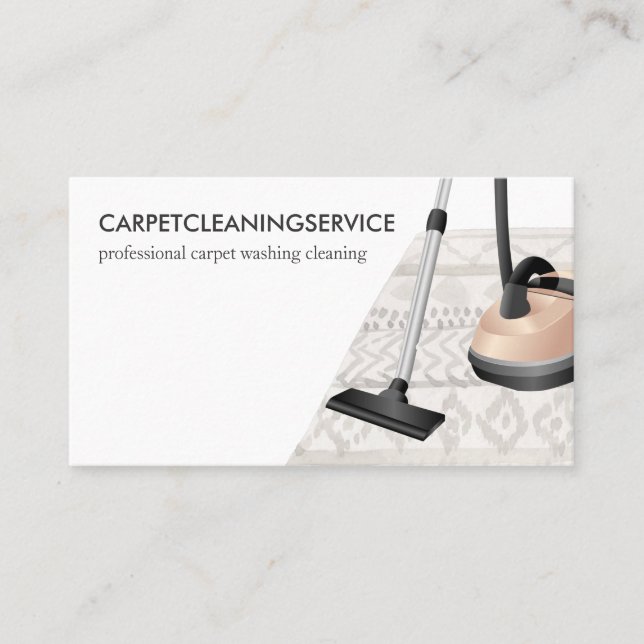 Beige Janitorial housekeeper Vacuum cleaner carpet Business Card (Front)