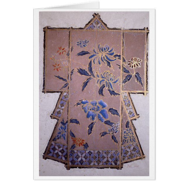 Beige Kimono with Blue Flowers (Front)