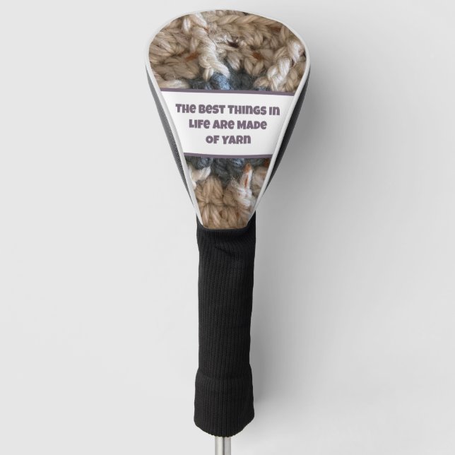 Beige Knitter Crochet Crafty Colourful Love Yarn Golf Head Cover (Front)