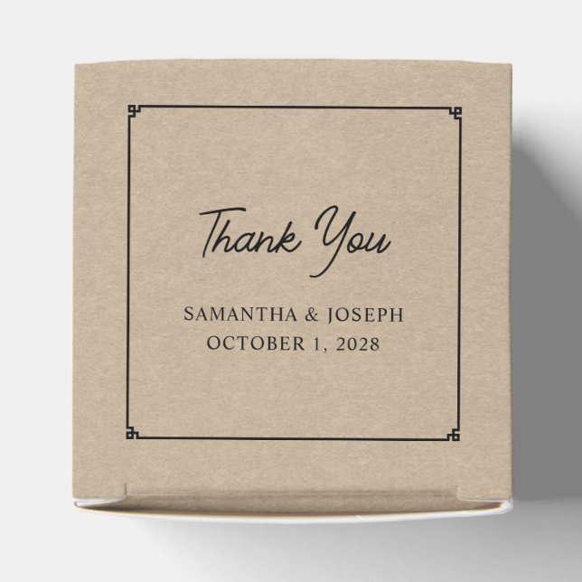 Beige Kraft Greek Key Border Wedding Thank You Favour Box (Top)