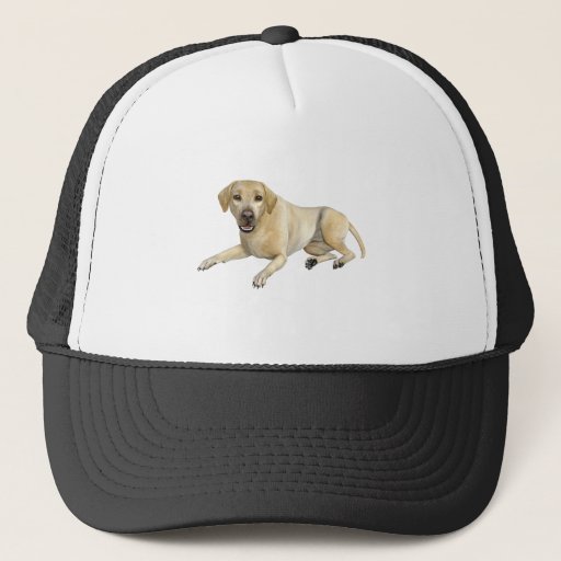 Image of Beige Labrador Dog Lying Down Trucker Hat