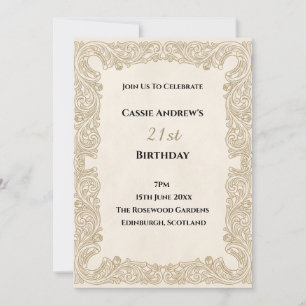Beige Lace Milestone Birthday Invitation