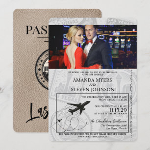 Beige Las Vegas Passport Wedding Invitation