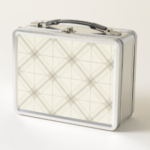 Beige Lattice Metal Lunch Box