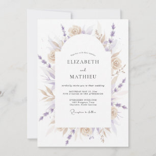Beige Lavender Ethereal Bloom Wedding Invitation