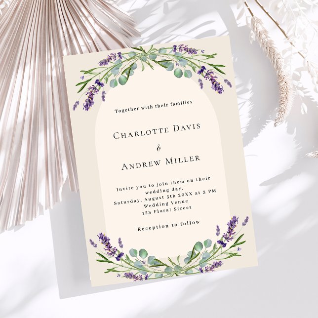 Beige lavender floral greenery luxury wedding invitation (Creator Uploaded)