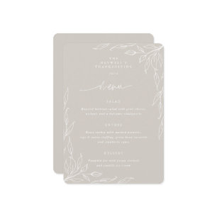 Beige Leaf Motif Thanksgiving Dinner Menu