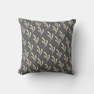 Beige Leaf Repeat Grey       Cushion