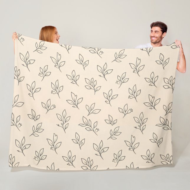 Beige Leaf Throw Blanket (In Situ)