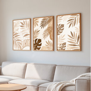 Beige Leaf Zen Minimalist Wall Art