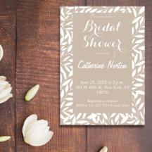 Beige Leaves Bridal Shower Floral Minimalist