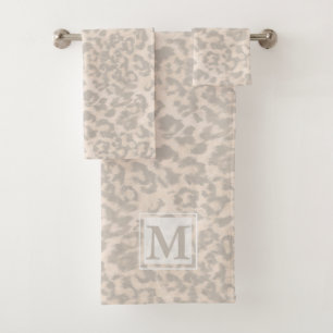 Beige leopard print . bath towel set