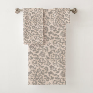 Beige leopard print . bath towel set