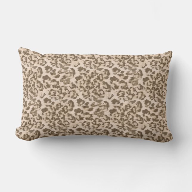 Beige leopard print . lumbar cushion (Front)
