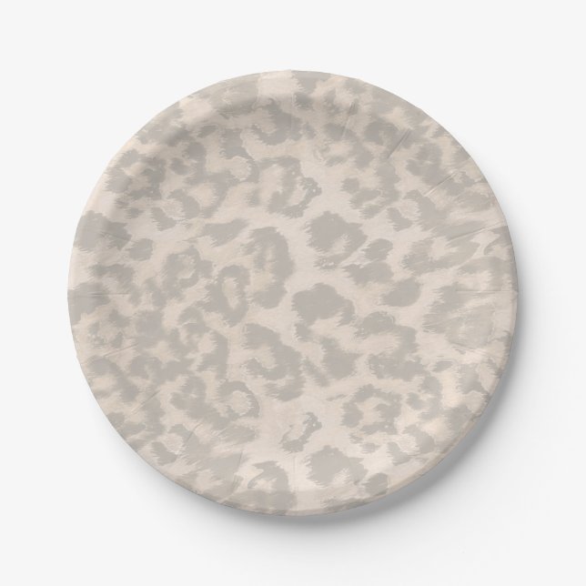 Beige leopard print. paper plate (Front)